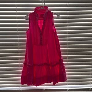Bright pink shirt dress